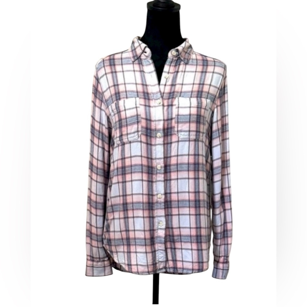 Mossimo Supply Co. Classic Boyfriend Plaid Shirt  Boho Chic- XS- Casual Comfort